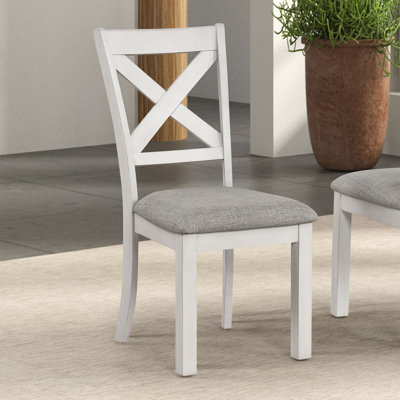 Chaises d'appoint modernes en chêne blanc rustique avec dossier en croix et sièges rembourrés