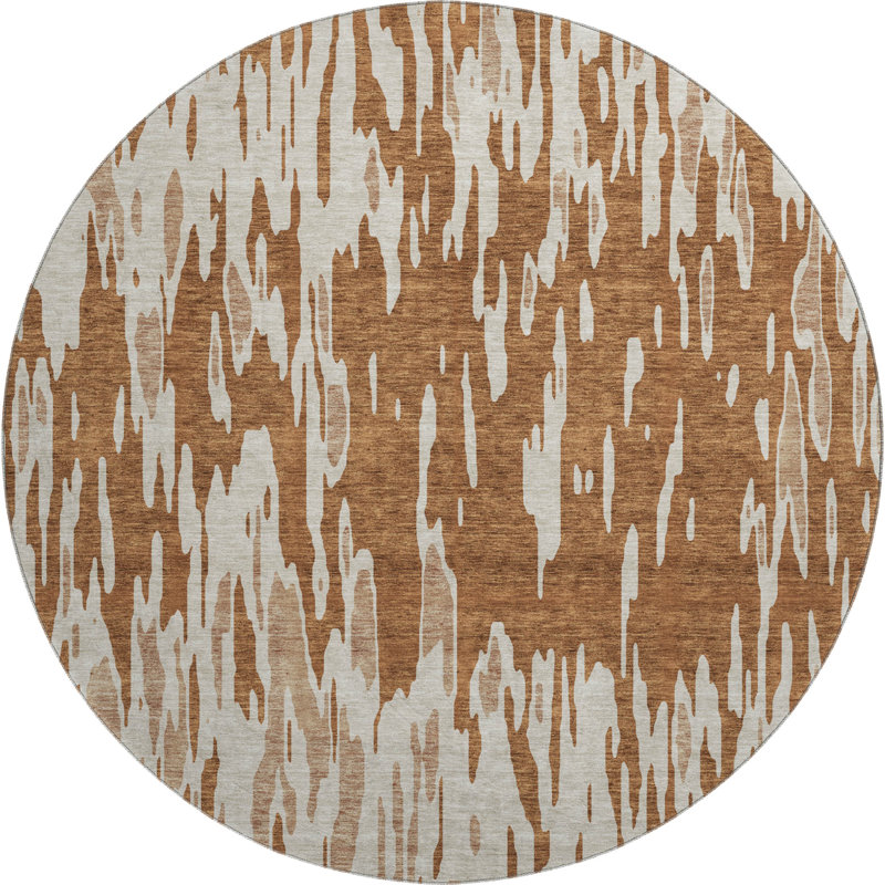 Premium Machine Washable Prisco Paprika Rug, Round 8'