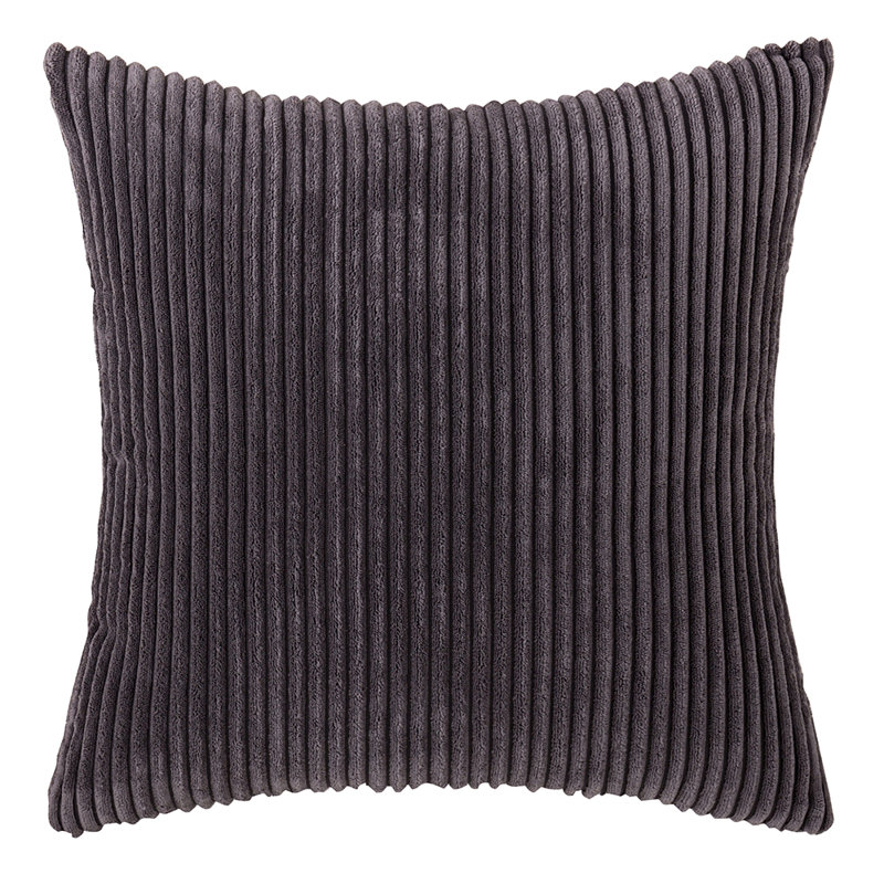 Striped Cotton Blend Reversible Throw Pillow, Dark Gray, 20" x 20"