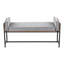 Banc 18 po avec métal noir, bois brun et tissu gris clair