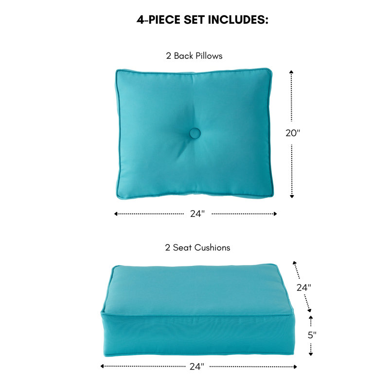 Sunbrella 4-Piece Deep Seat Cushion Set, Aruba