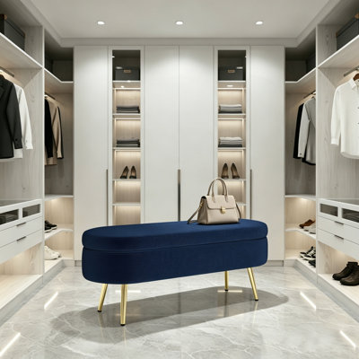 Banc de rangement avec repose-pieds avec pieds dorés, banc de hall d'entrée rembourré avec plateau relevable, banc de bout de lit moderne pour la chambre à coucher, le salon