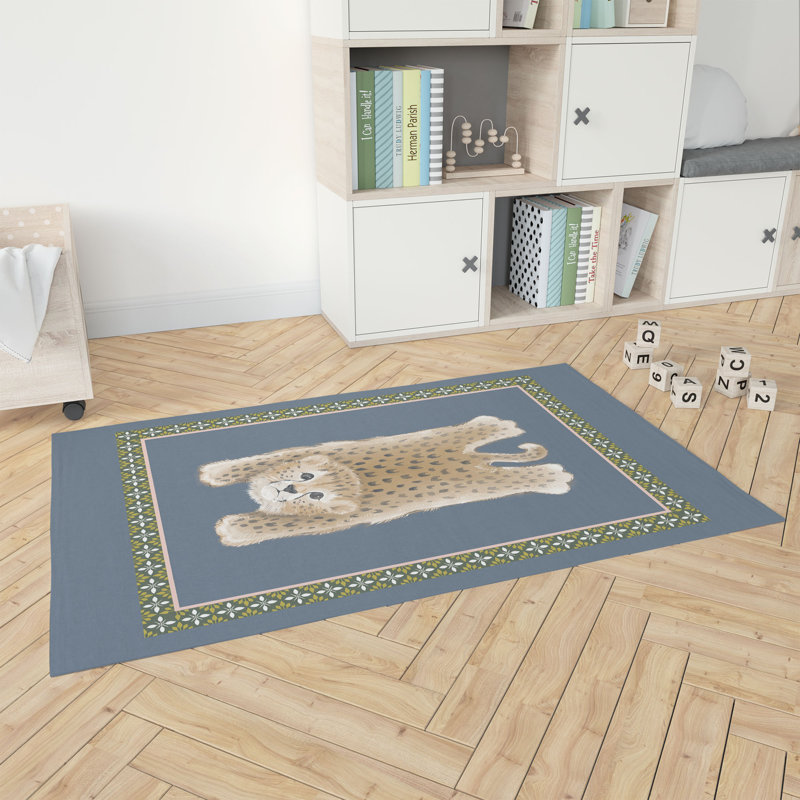 Lil Lying Leopard Kids Play Mat, Slate, Rectangle 3' x 5'