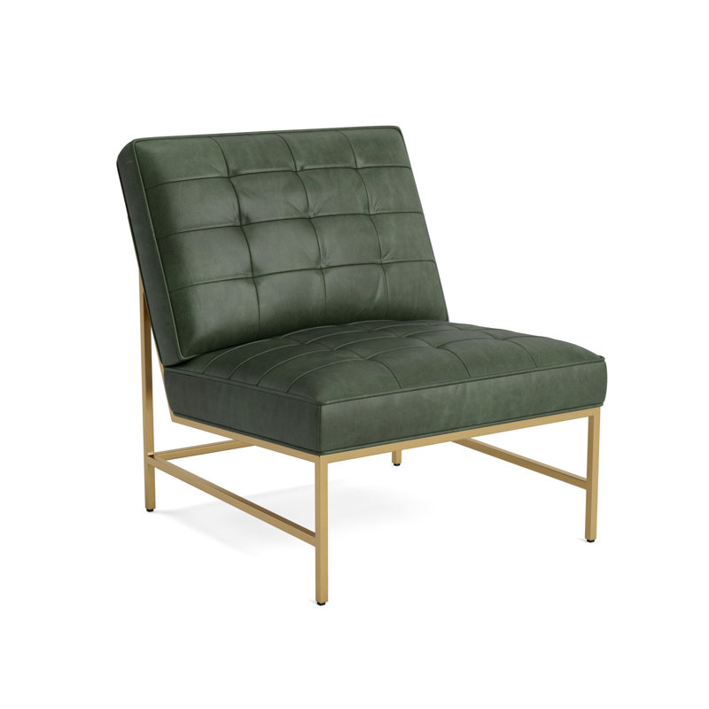 Major Leather Chair, Brushed Brass, Bedford - Evergreen