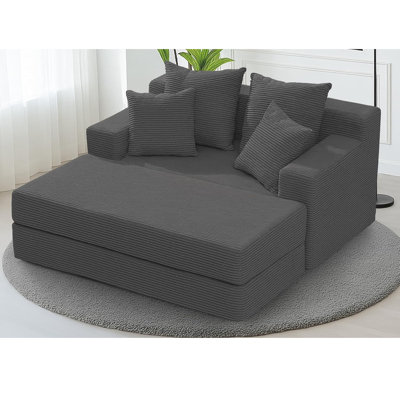 Convertible Futon Sofa Bed With Ottoman, 5 In 1 Folding Couch Bed Loveseat Sleeper, Boneless Couch With Deep Seat For Living Room Chaise Lounge Chair Indoor, No Assembly Required