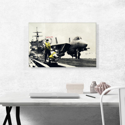 Applaudissement jet avion transporteur par Banksy - impression sur toile tendue