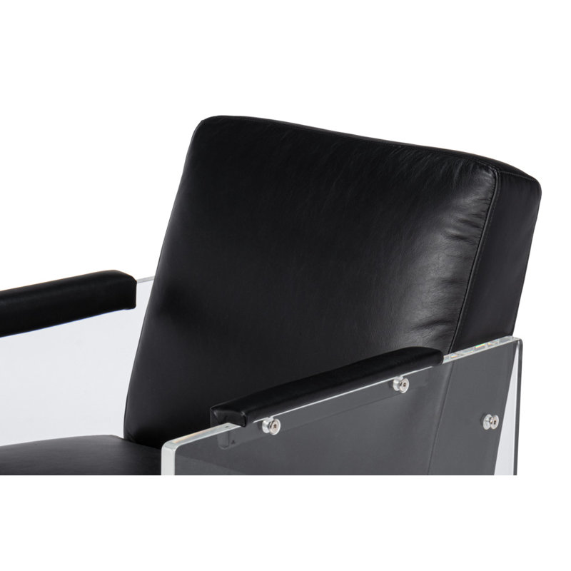 Holloway Leather Armchair, Black Genuine Leather
