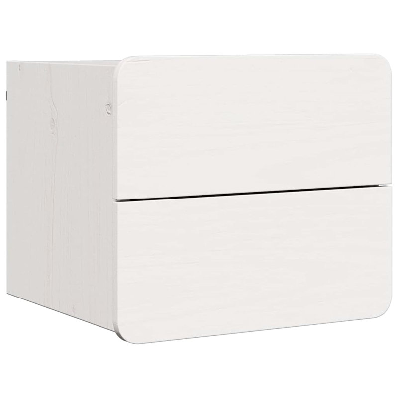 Bedside Table Wax 39 X 34 X 33 Cm Solid Pinewood, White