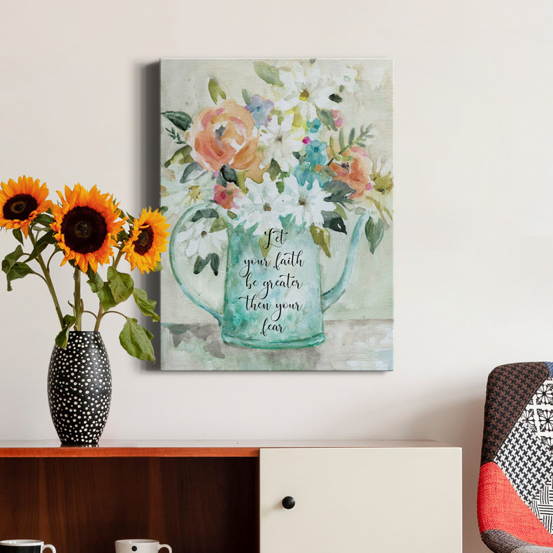 «Daisy Pitcher Bouquet» par Carol Robinson, reproduction d'art sur toile tendue, H 48 po x l 36 po x P 1 po
