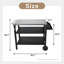 Chariot de barbecue extérieur à 3 roulettes avec plateau en acier inoxydable et tablette latérale, table de préparation barbecue mobile pour la cour arrière, conception de conception noire, cuisson de rangement améliorée, stabilité de mouvement en douceur,