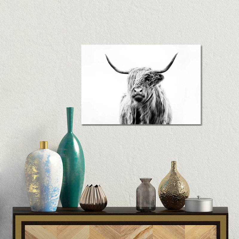 Bairdstown Portrait Of A Highland Cow by Dorit Fuhg - Print on Canvas, Wrapped Canvas, 30.48 cm H x 45.72 cm W