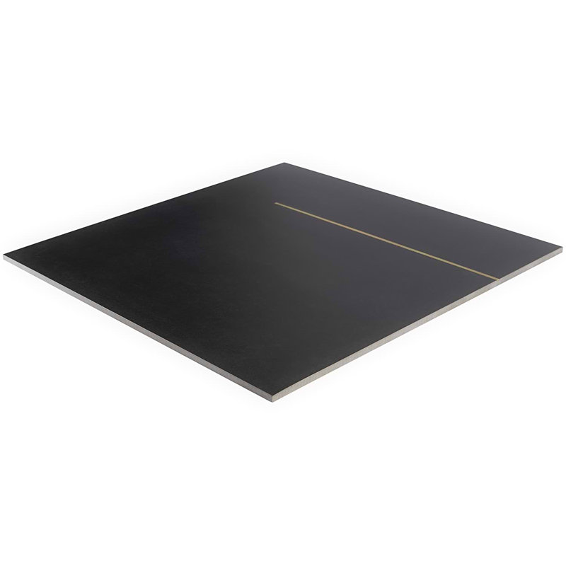 Lines 24x24 Matte Brass Inlay Porcelain Tile, Black