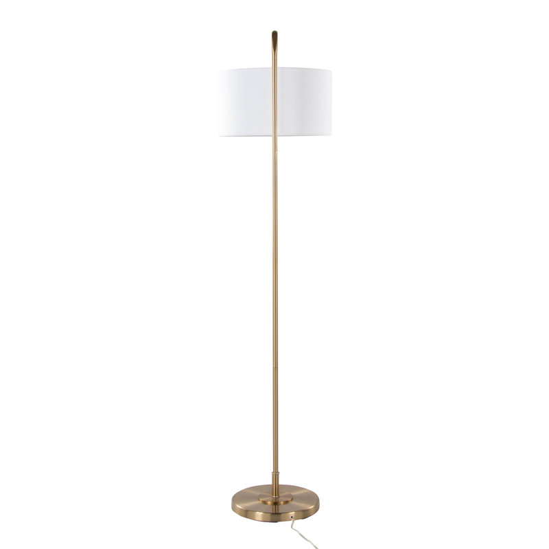 Lampe sur pied contemporaine 63 "en métal avec abat-jour en lin Puck de Grandview Gallery, Or