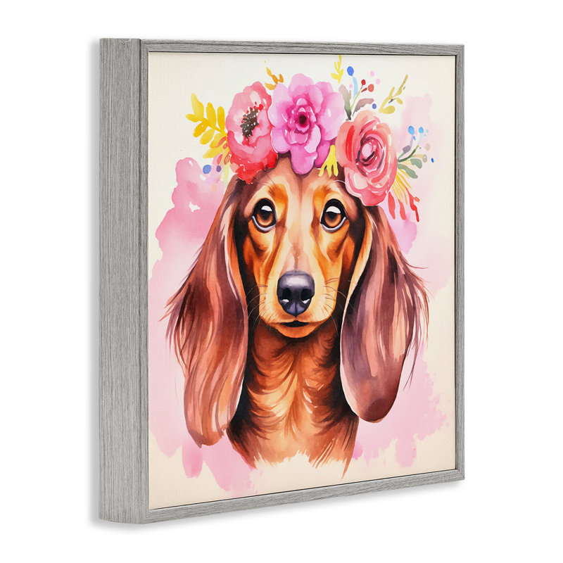 Boho, chien teckel encadré par Andrea Haase, Estampe numérique Farmhouse, H 24 po x l 24 po
