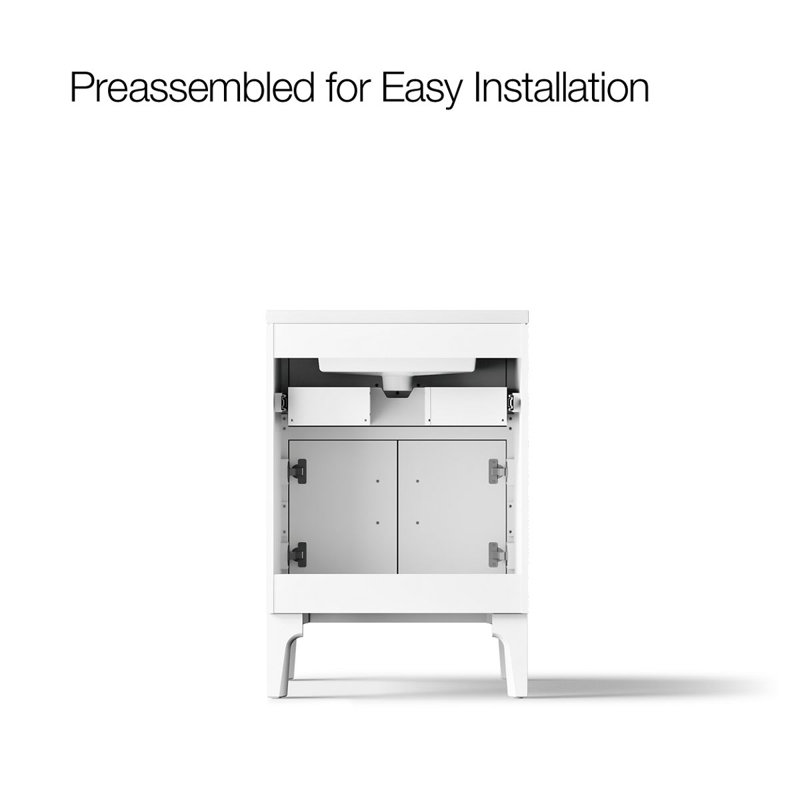 Seer 24" Freestanding Single Bathroom Vanity Cabinet with Sink and Quartz Top, White, 24"