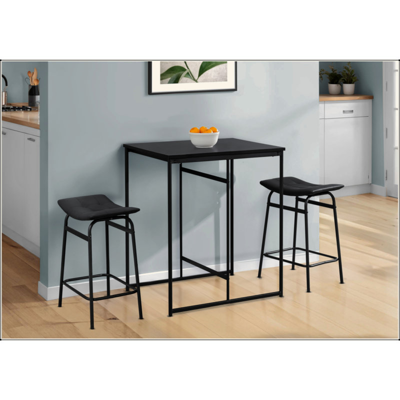 Tabouret de bar, hauteur de comptoir, ensemble de 2, cuisine, contemporain, moderne, Siège noir / cadre noir