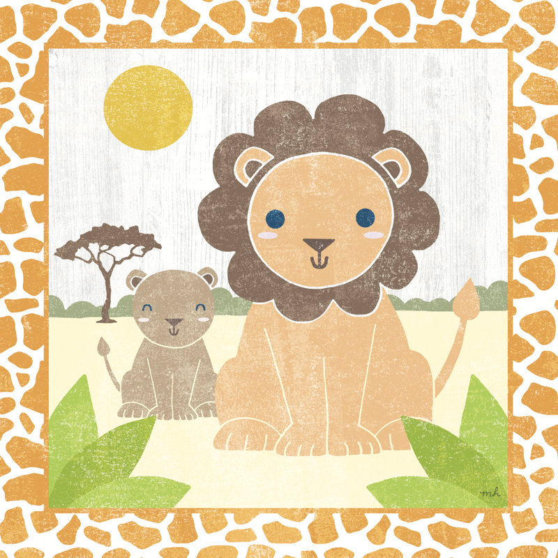 Safari Safari Lion, H 12 po x l 12 po, Non, Cadre simple érable érable