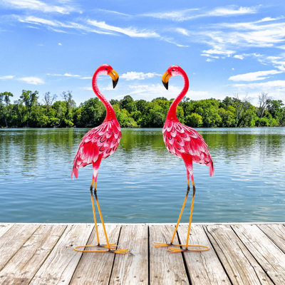 4 Piece Flamingo Statue Set