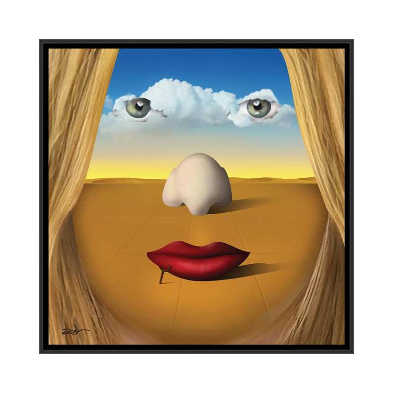 «Rosto (Face)», impression sur toile, H 18 po x l 18 po x P 1,5 po, Toile avec cadre noir, Pas de tapis