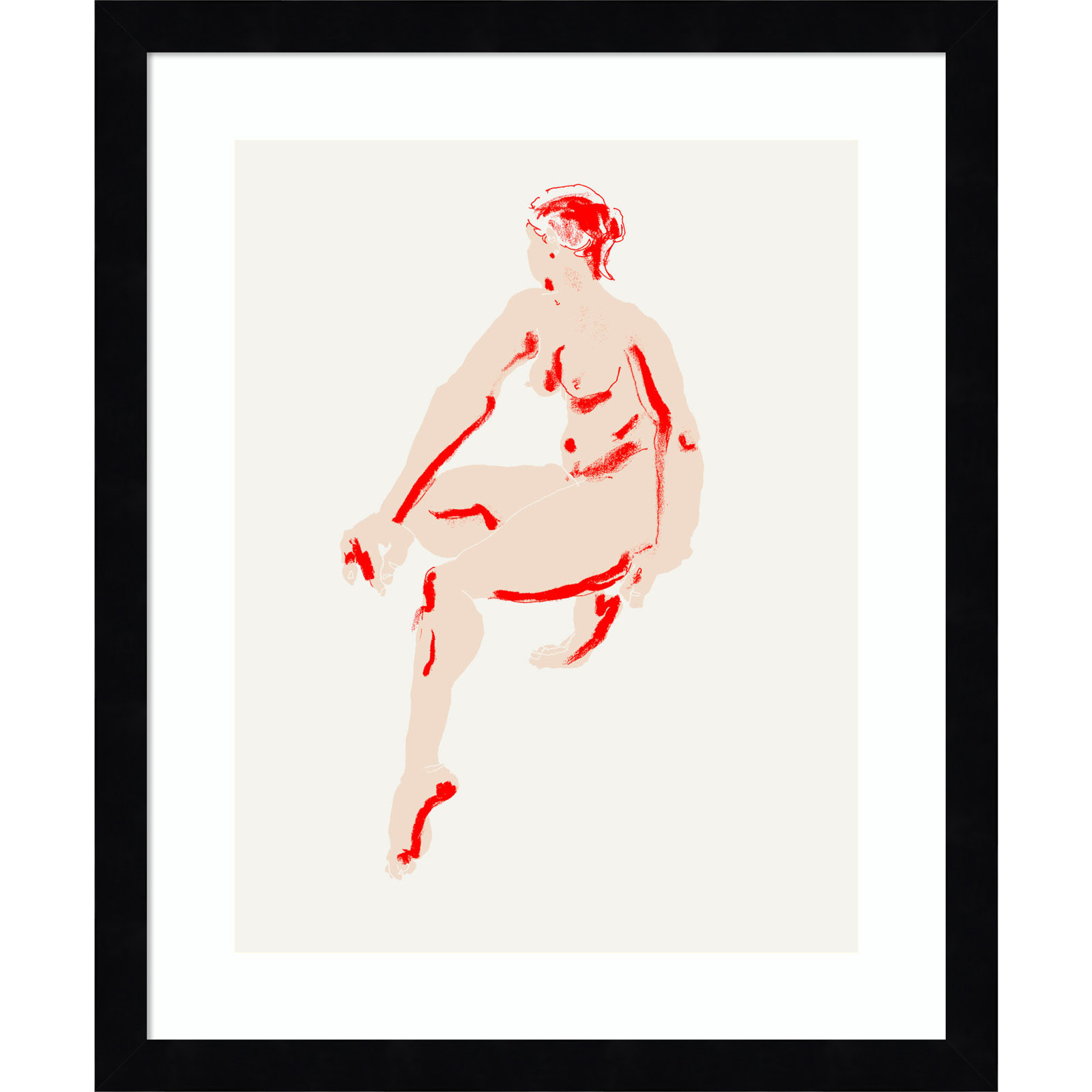 Naked Woman by Francesco Gulina Wood Framed Wall Art Print, Black, 17" H x 14" W