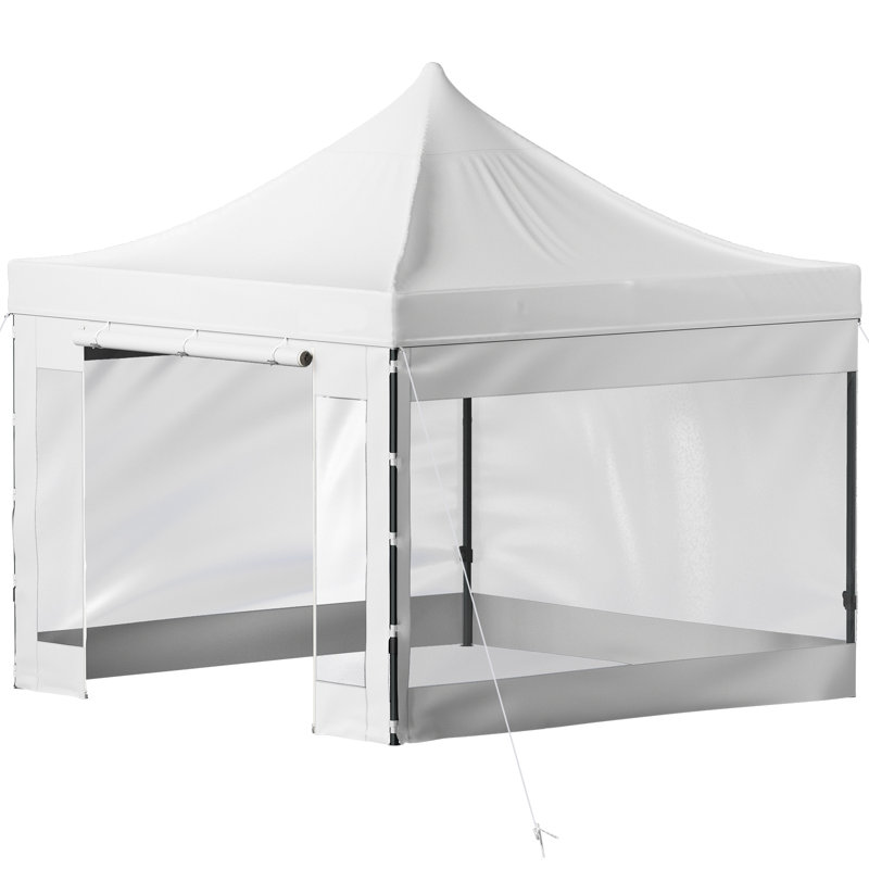 White 10 x 10 ft Outdoor Patio Gazebo Tent with PVC-Coated Polyester Top