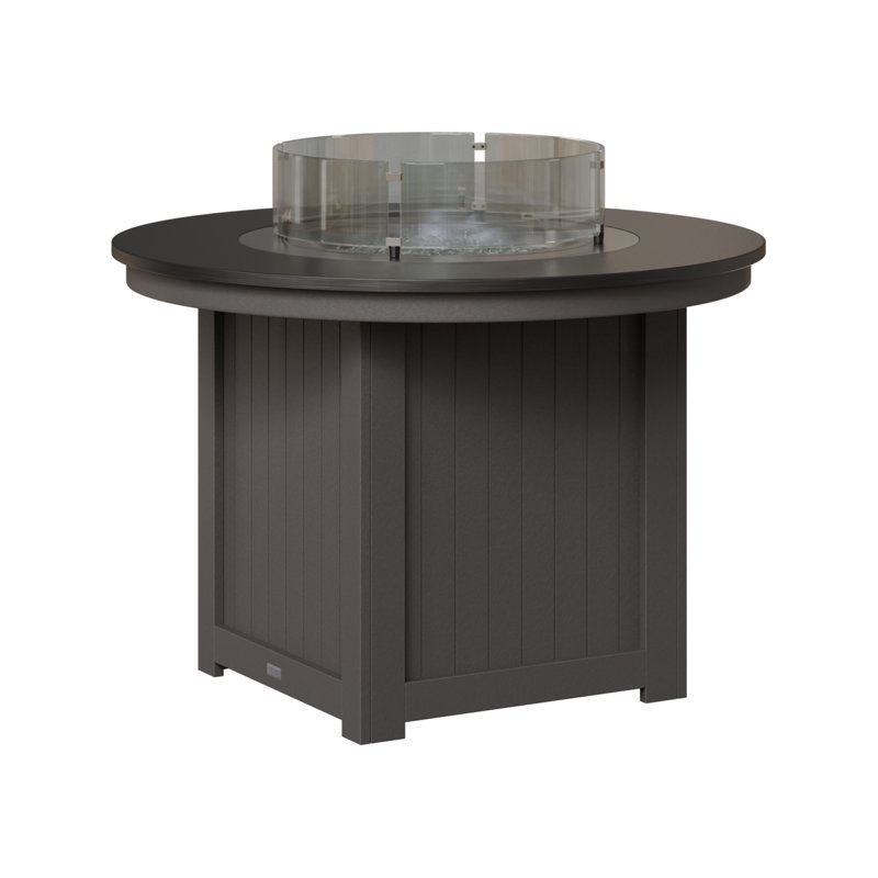 Foyer de table rond Berlin Donoma, Plateau martelé noir avec base gris fumée, H 37 po x l 44 po x P 44 po