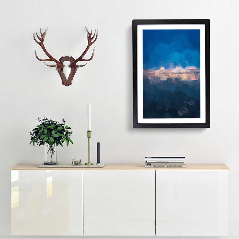 Horizon on the Beach in Abstract - Picture Frame Graphic Art Print, 65cm H x 48cm W x 2cm D, Black Framed