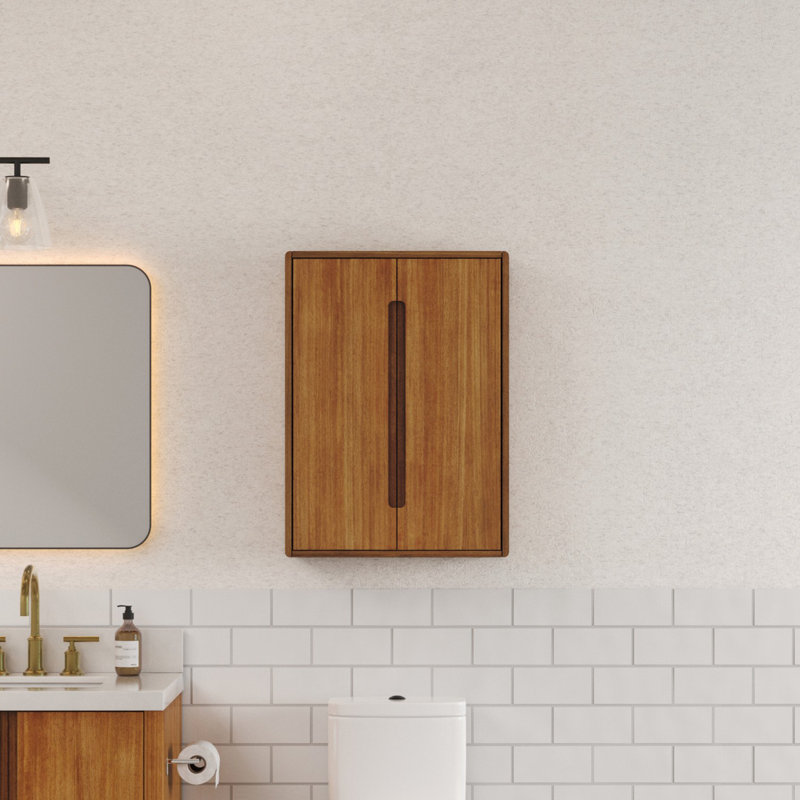 Huseby 24 In. W x 33 In. H x 8 In. D Bath Storage Wall Cabinet in Mangowood