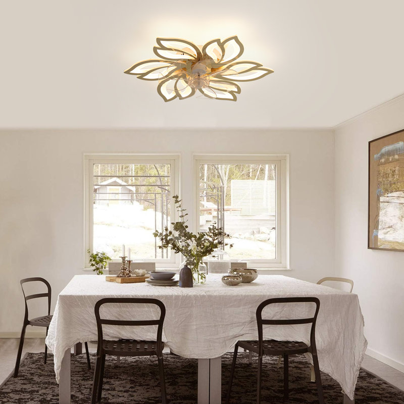 Angstrom 7 - Blade LED Ceiling Fan with Remote Control and Light Kit Included, Gold