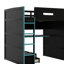 Lit mezzanine double en bois avec bureau, garde-robe, beaucoup de rangement et éclairage DEL-163964415
