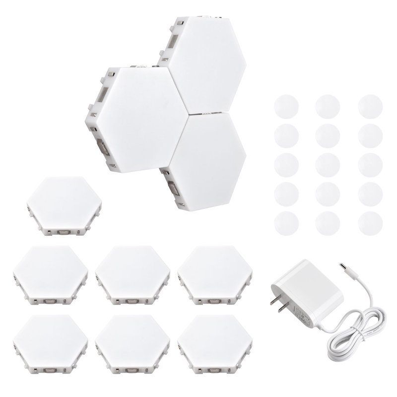 Corrigan Studio 10 Pack Multi-Colour Hexagonal Wall Light Panels Touch Sensitive Magnetic LED Splicing Hex Light Modular Quantum Lamp DIY Bedroom Home Office Hotel Bar