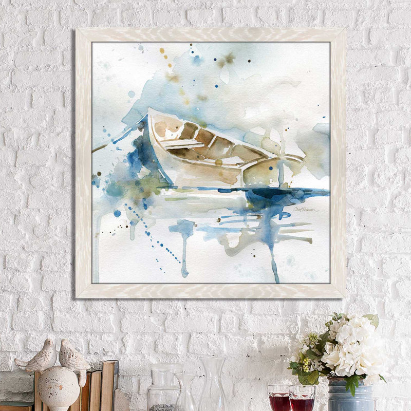 « malibu marina ii », reproduction de peinture à l’aquarelle encadrée, H 39,5 po x l 39,5 po x P 0,75 po