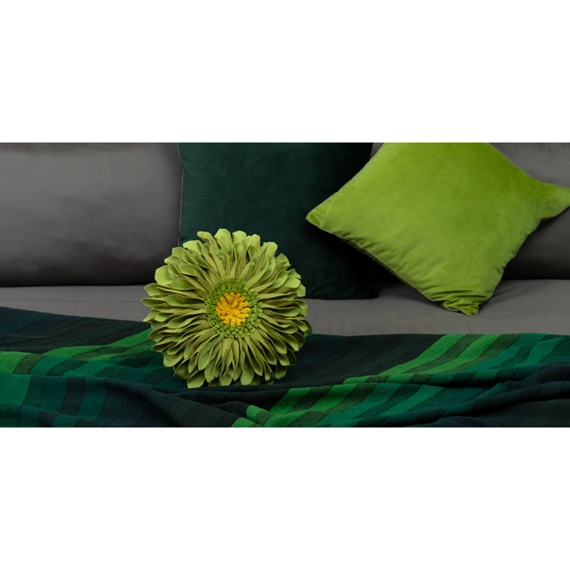 Housse et insert de coussin décoratif en tournesol Appliqued, Carré 12 po, Vert lime ‑ velours
