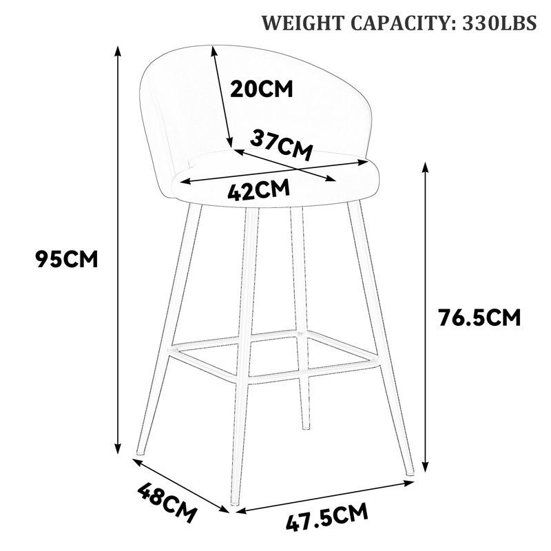 Upholstered Bar Stool, Brown, 76cm