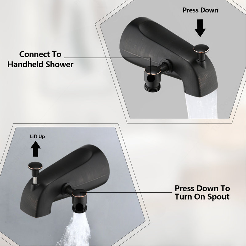 Lift-Up Diverter Tub Spout with 6 Settings Handheld Shower in Oil Rubbed Bronze (Rough-in Valve Not Included)