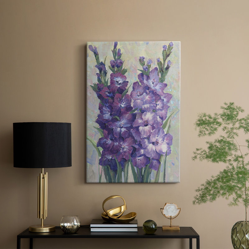 Glaïeuls en fleurs II - Cavas enveloppés de galerie, H 12 po x l 8 po