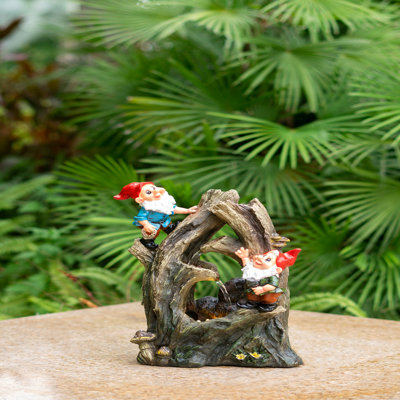 Fontaine à gnome 8,3 x 4,7 x 13,8 po avec lumière DEL, brun