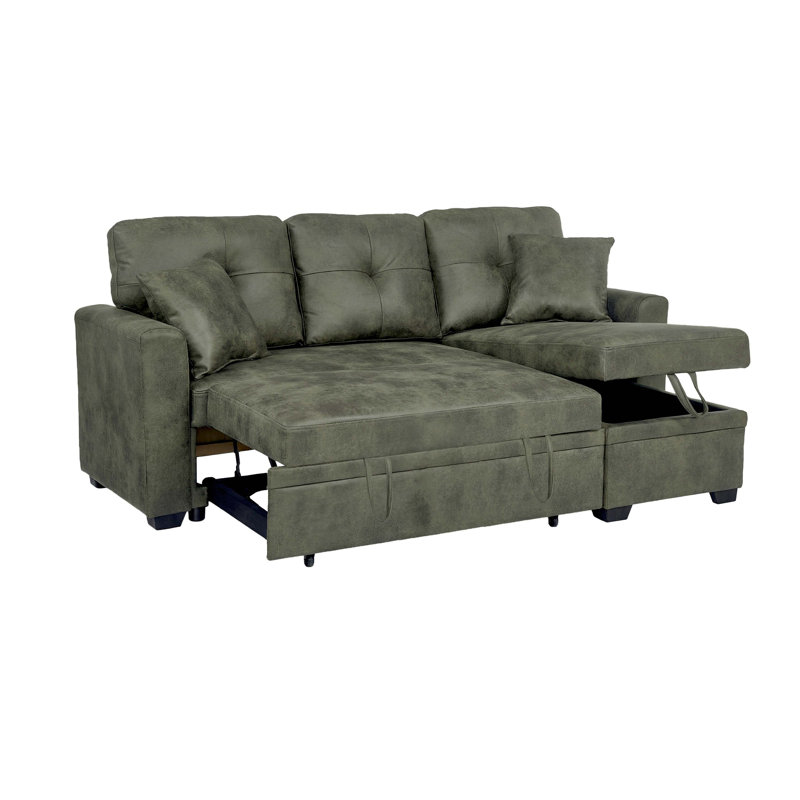 Canapé-lit, canapé modulaire avec lit escamotable, méridienne réversible, canapé modulaire avec rangement, tissu respirant, solution pour petit espace, canapé-lit convertible, mobilier de salon, canapé en L