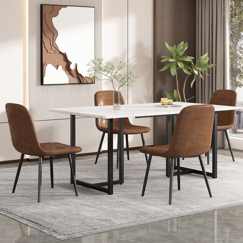 Bronislaw Metal Base Dining Table, Black