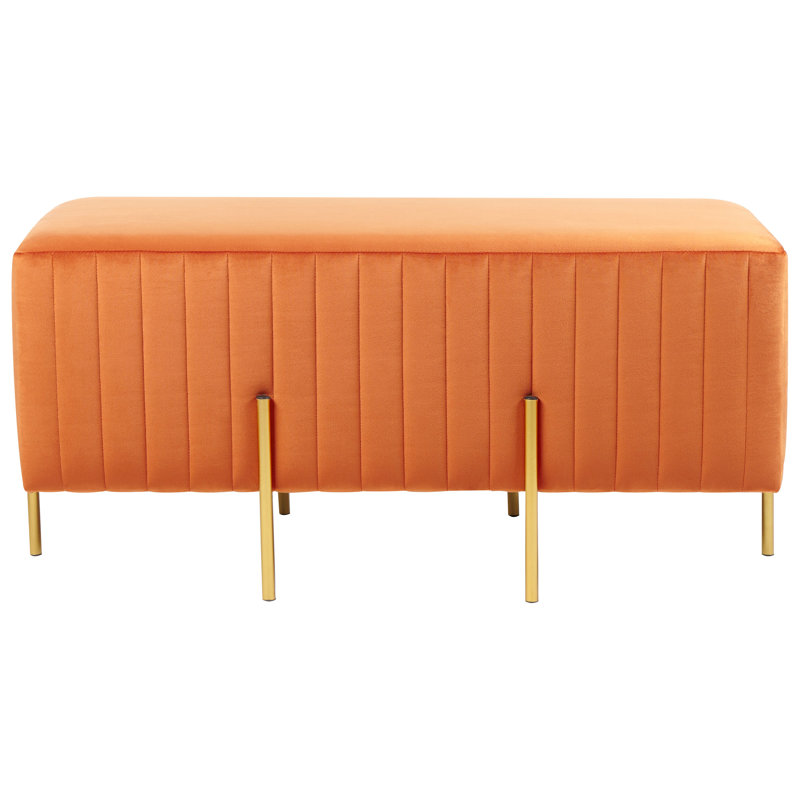 Mazon Velvet Upholstered Bench, Orange