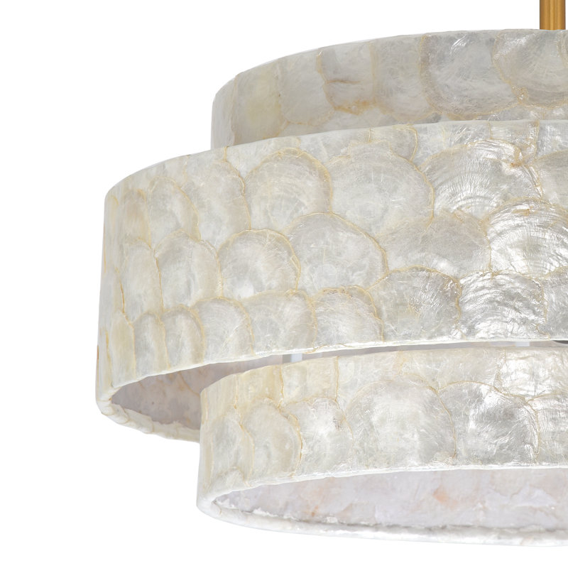Lustre cylindrique en coquille de Capiz 19 lumières 5 lumières 19,7 pouces, Laiton