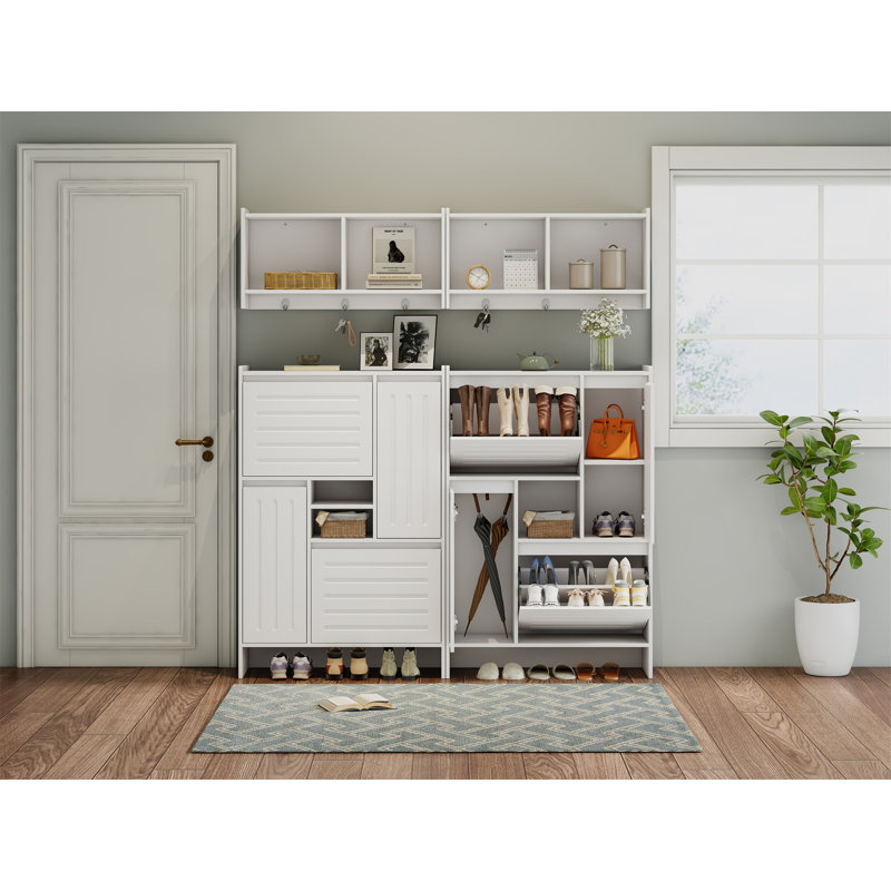31"Multi-Functional Shoe Cabinet With Wall Cabinet