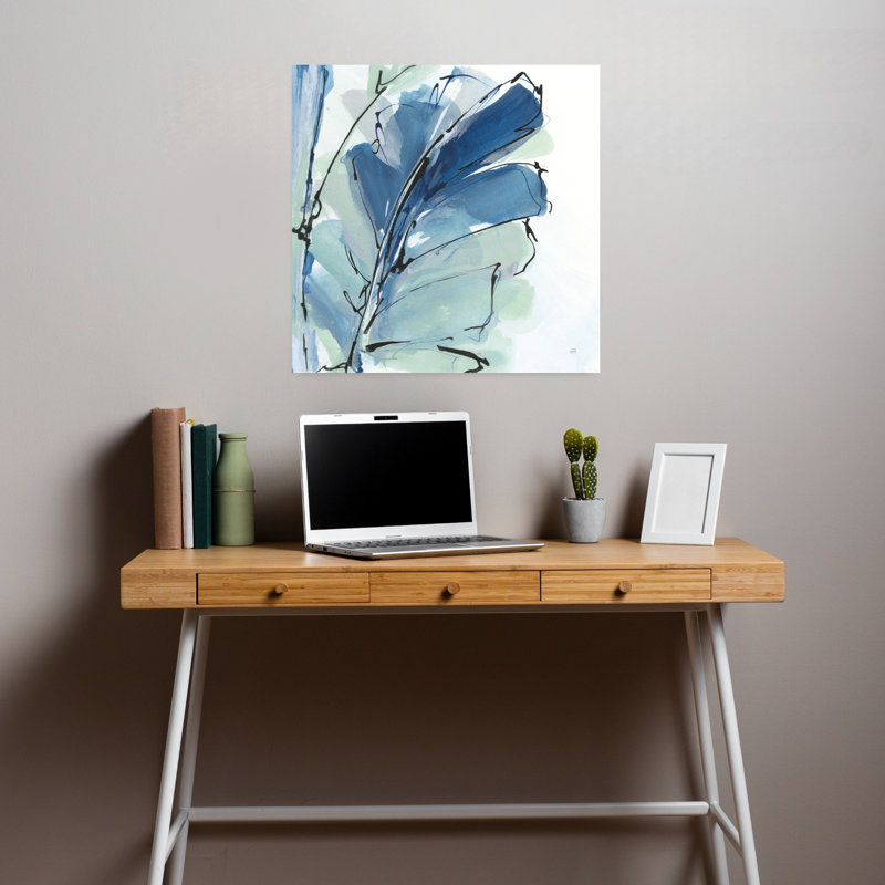 Luxe, feuille de bananier II, art abstrait de paysage tropical, H 18 po x l 18 po