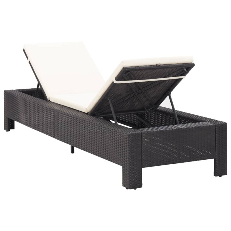 Averelle 88" Long Reclining Single chaise with Cushions, White, Black