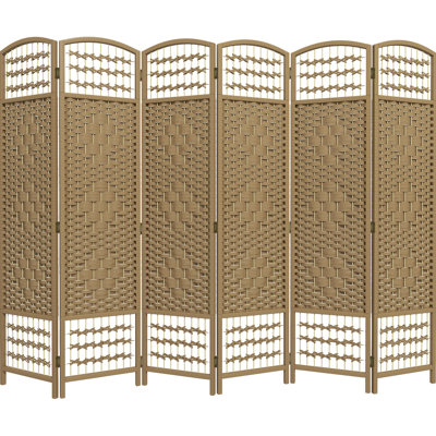 Pièce de 5,6 pi, écran d'intimité en fibre de verre à 6 panneaux, cloison pliante, ambiance bois naturel pour le salon, la chambre à coucher, cloison de bureau de 5,6 pi, cloison, espace de travail apaisant