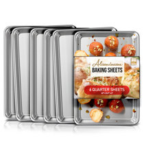 6 Pack Aluminum Sheet Pan Perforated, NSF Listed Full Size 26 x 18 inch Commercial Bakery Cake Bun Pan, Baking Tray