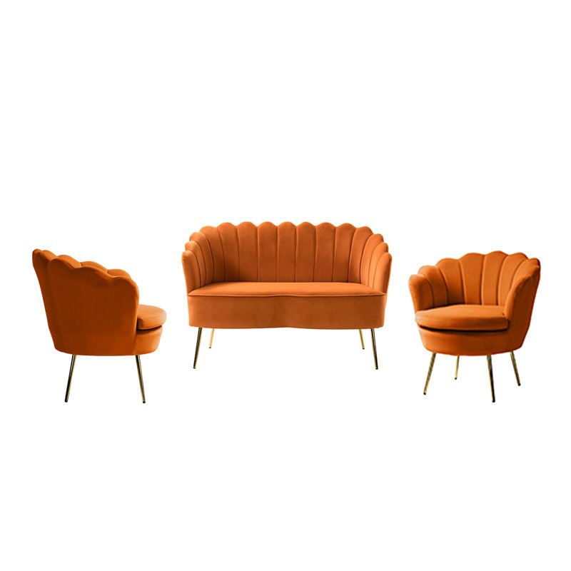 Ensemble de salon 3 pièces Hendrix, Polyester orange