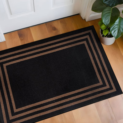 Bolkov Classic Solid Border Cocoa Mocha Power Loomed Indoor Area Rug