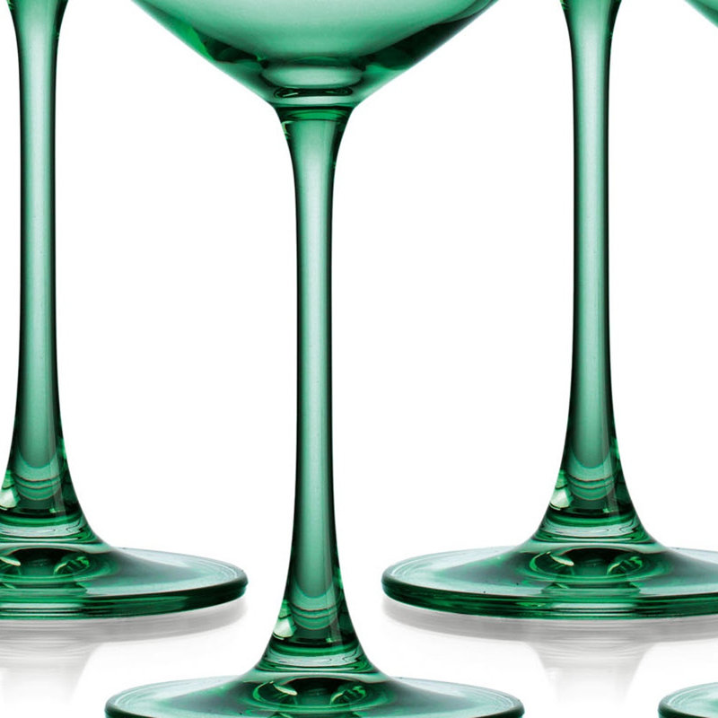Ensemble de quatre coupes en cristal vert