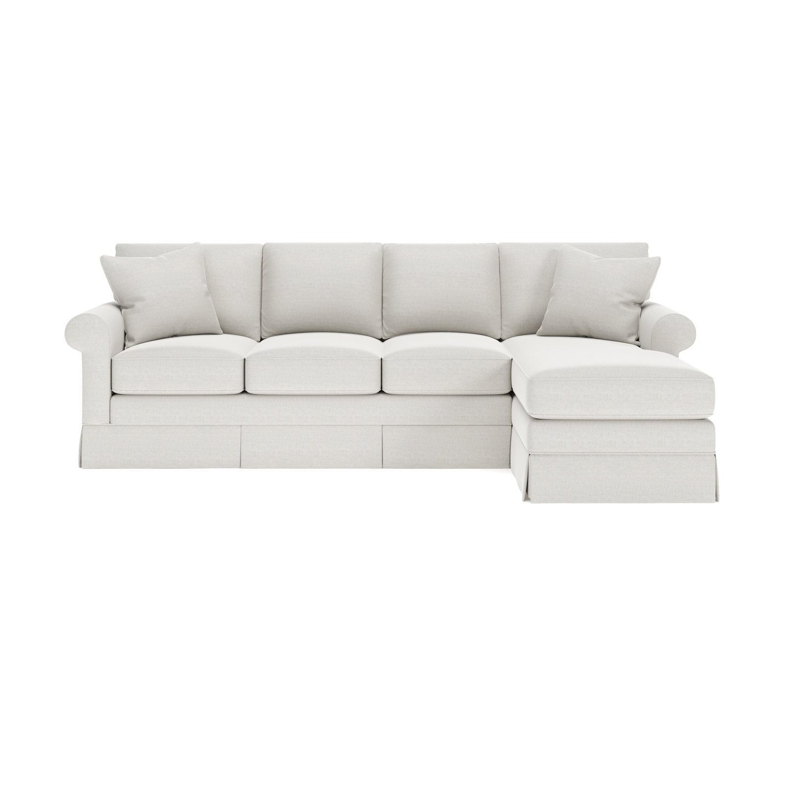 Friedman Sleeper Sectional with Chaise, Drusky Ivory Sustain® Basketweave, Right Hand Facing